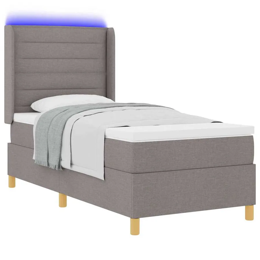 Lit à ressorts avec bandes LED Taupe 90 x 190 cm tissu - 3
