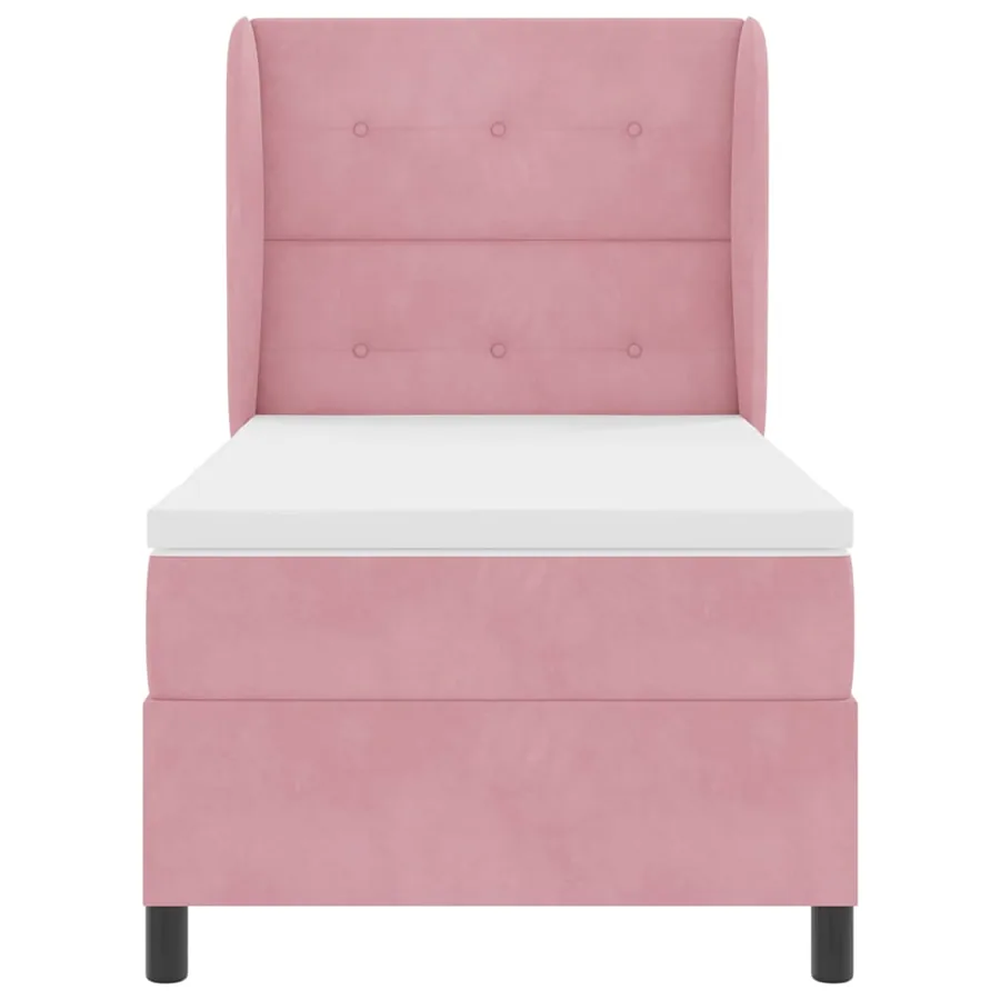 Lit à ressorts avec tête de lit Rose 200 x 90 cm Velours - 7