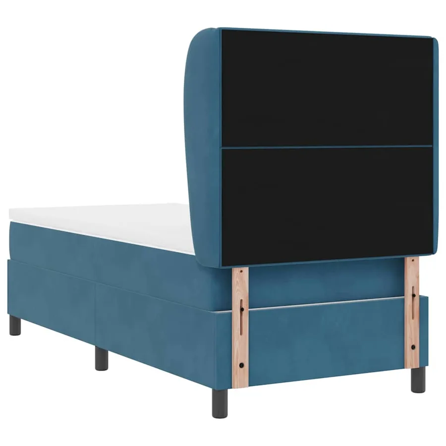 Lit à ressorts avec tête de lit Bleu foncé 190 x 90 cm Velours - 9