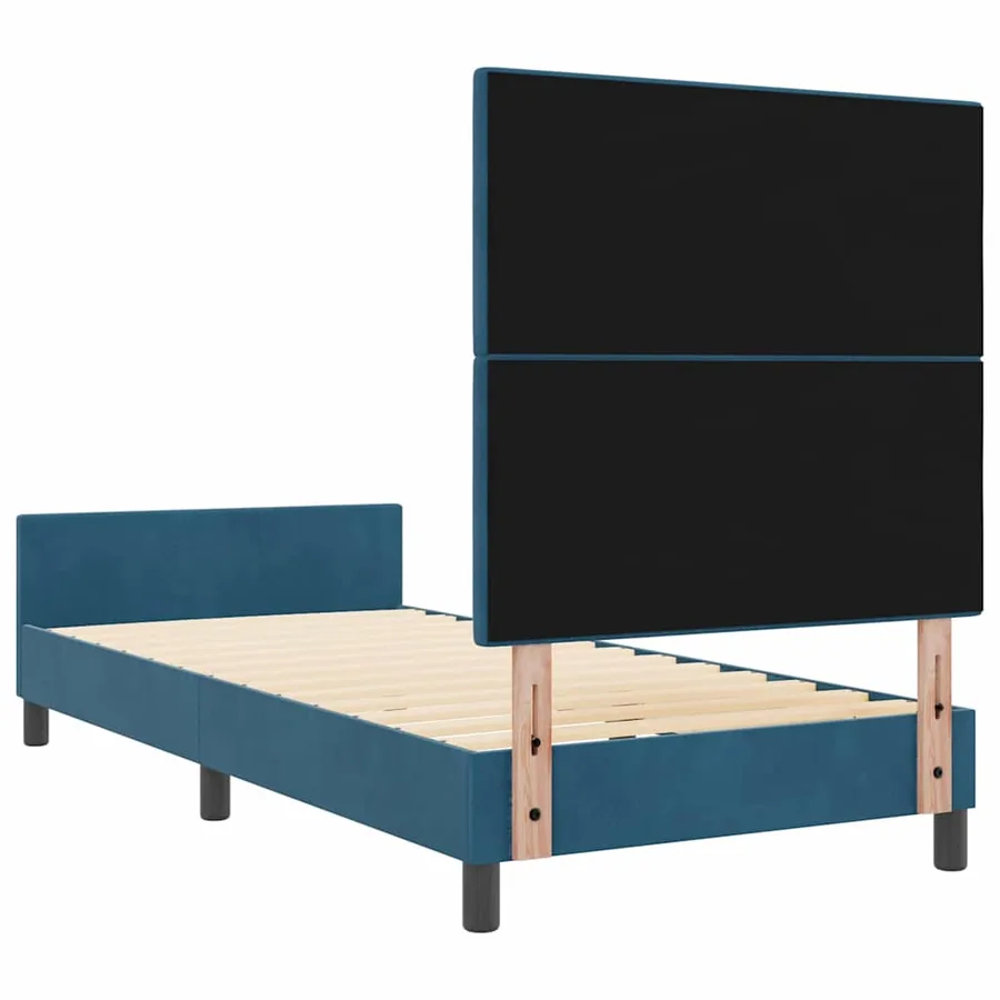 Lit à ressorts avec tête de lit Bleu foncé 90 x 200 cm Velours - 9