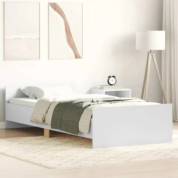 Cadre de lit sans matelas blanc 90x190 cm bois d'ingénierie