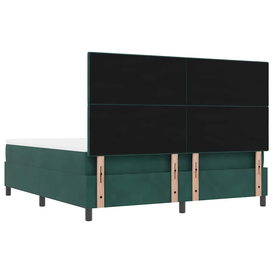 Lit à ressorts avec tête de lit Vert foncé 200 x 180 cm Velours - 10