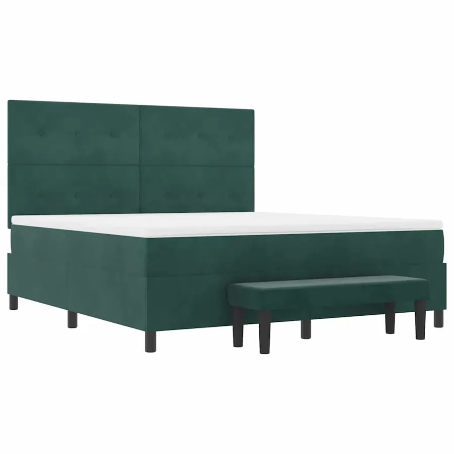 Lit à ressorts avec tête de lit Vert foncé 200 x 180 cm Velours - 7