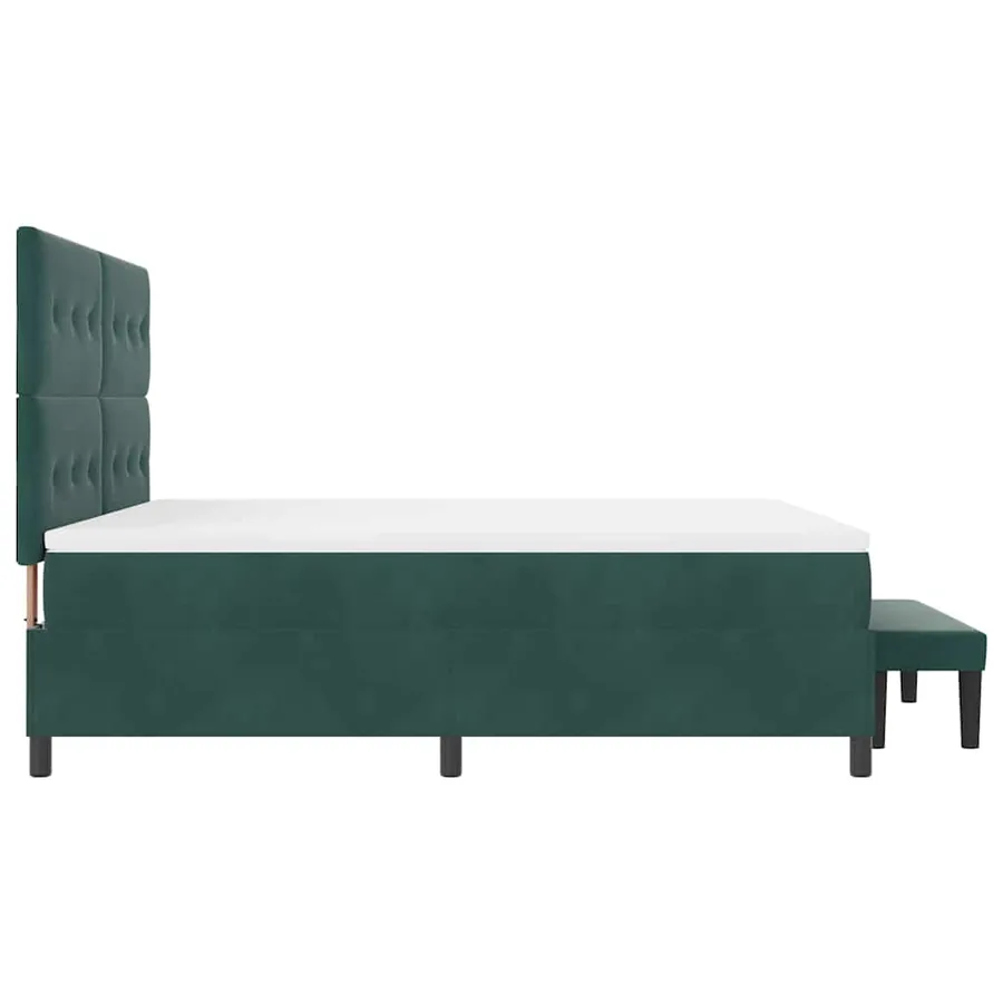 Lit à ressorts avec tête de lit Vert foncé 200 x 180 cm Velours - 9