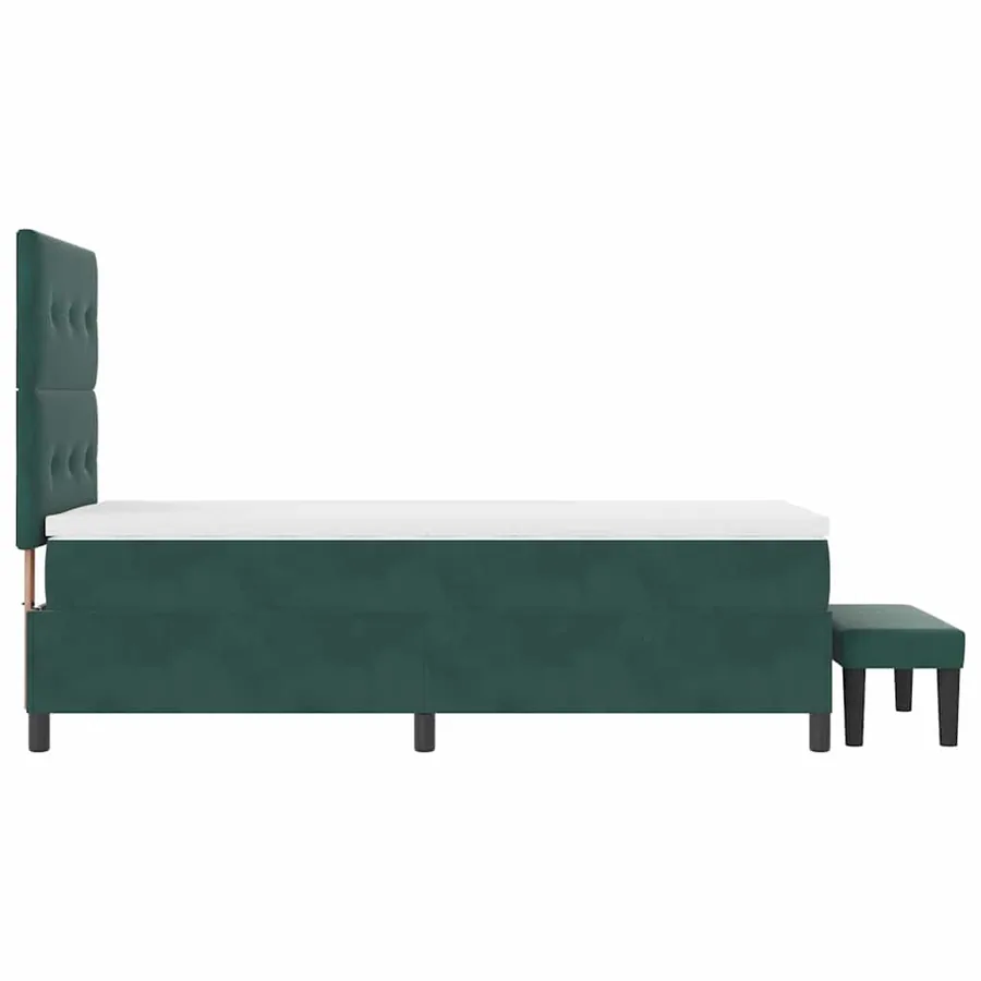Lit à ressorts avec tête de lit Vert foncé 190 x 90 cm Velours - 9