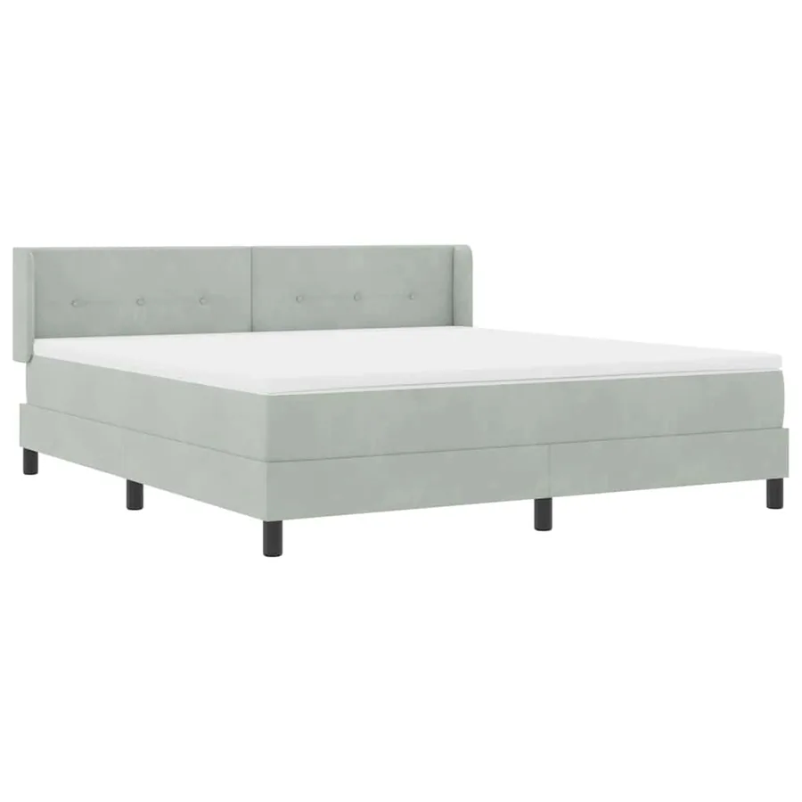 Lit à ressorts avec tête de lit Gris clair 200 x 180 cm Velours - 6