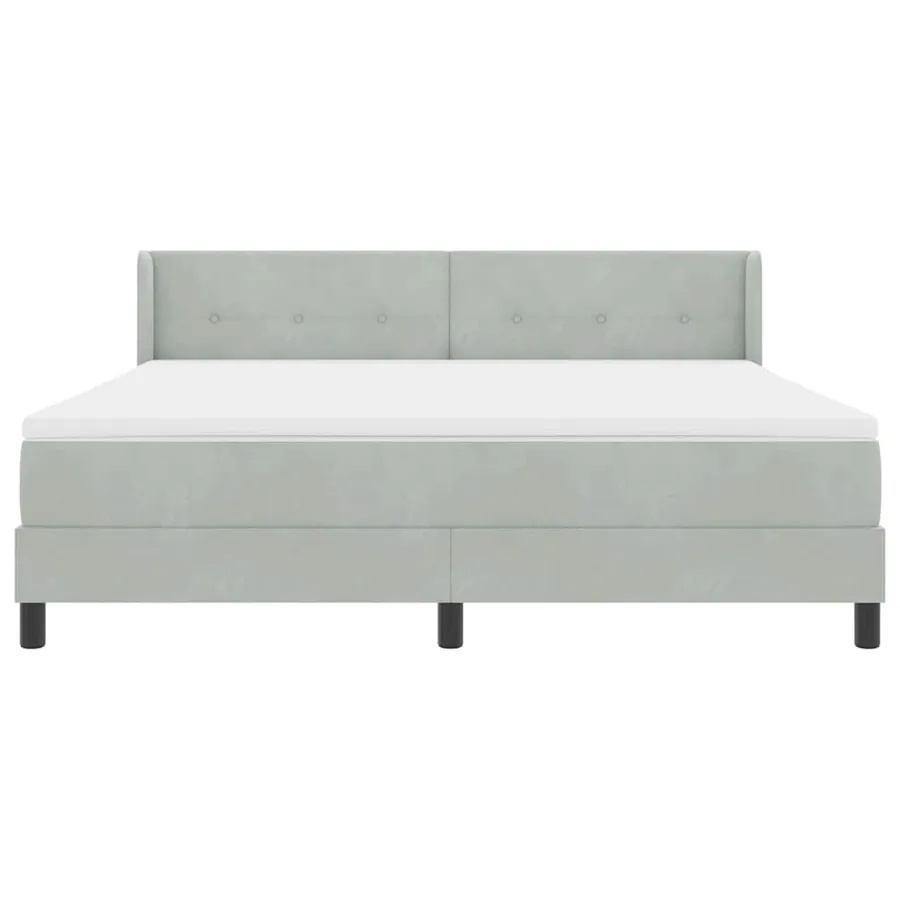 Lit à ressorts avec tête de lit Gris clair 200 x 180 cm Velours - 7
