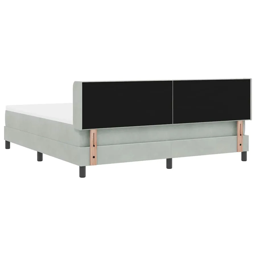 Lit à ressorts avec tête de lit Gris clair 200 x 180 cm Velours - 9