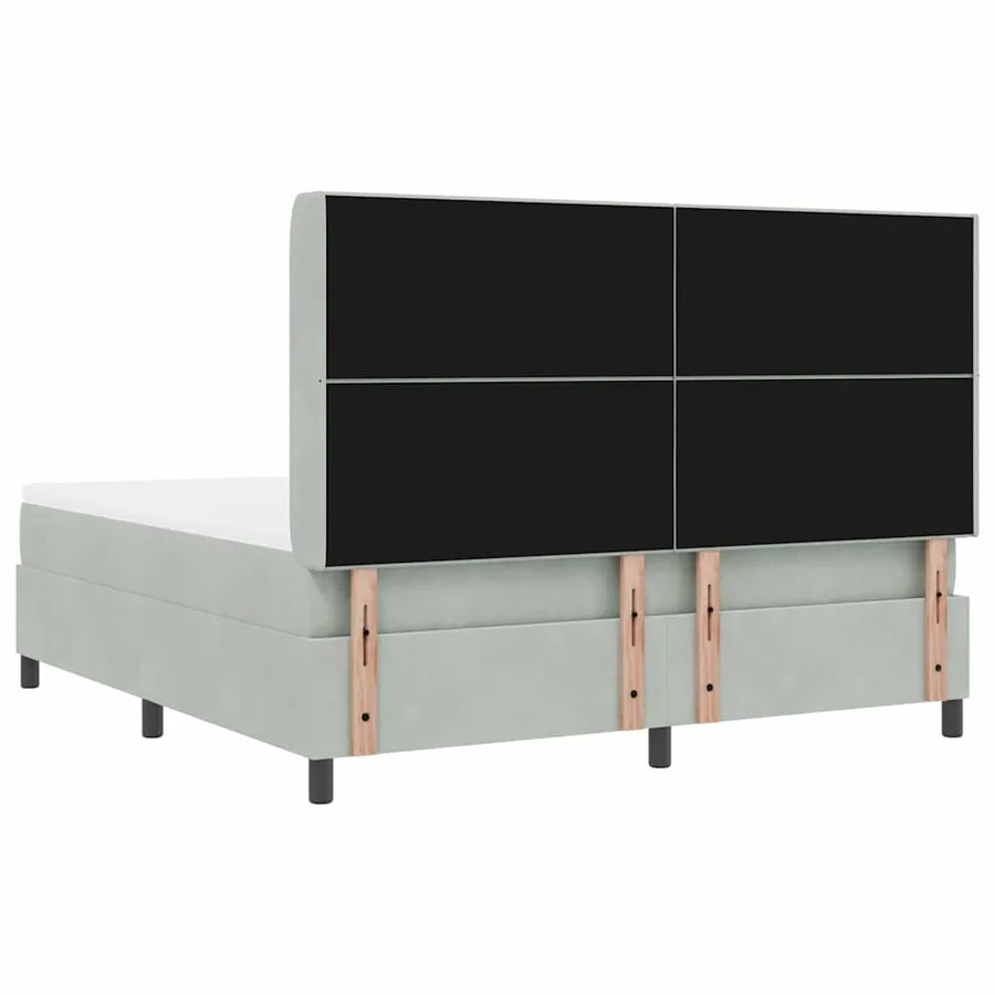 Lit à ressorts avec tête de lit Gris clair 180 x 200 cm Velours - 9