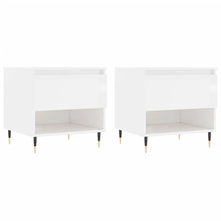 Tables basses 2 pcs blanc brillant 50x46x50cm bois d'ingénierie - 2