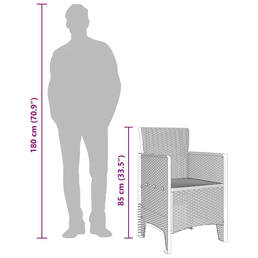 Chaise de jardin 4 pcs Marron 53 x 49 x 85 cm Polypropylène - 7