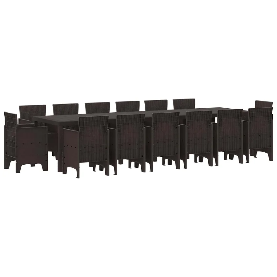 Ensemble de salle à manger pour jardin 15 pcs Marron