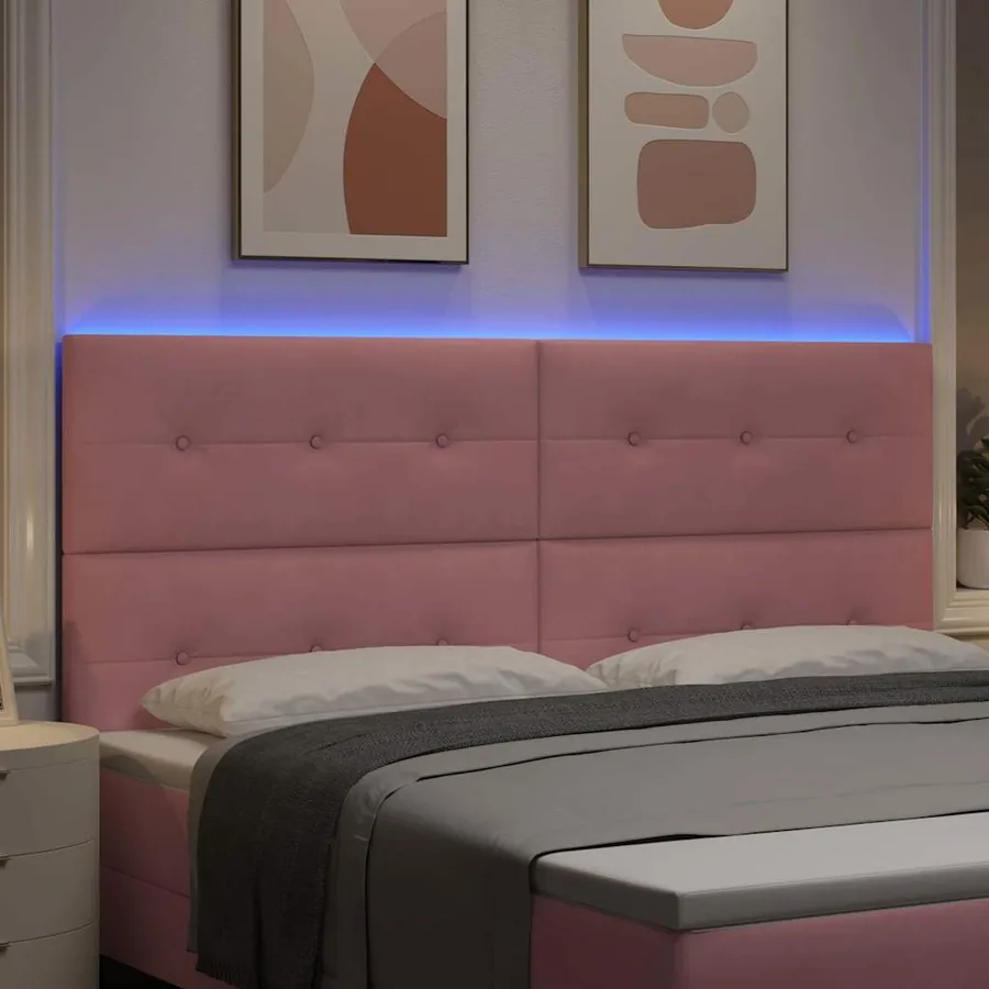 Tête de lit LED avec bandes LED Rose 200 cm Velours - 4