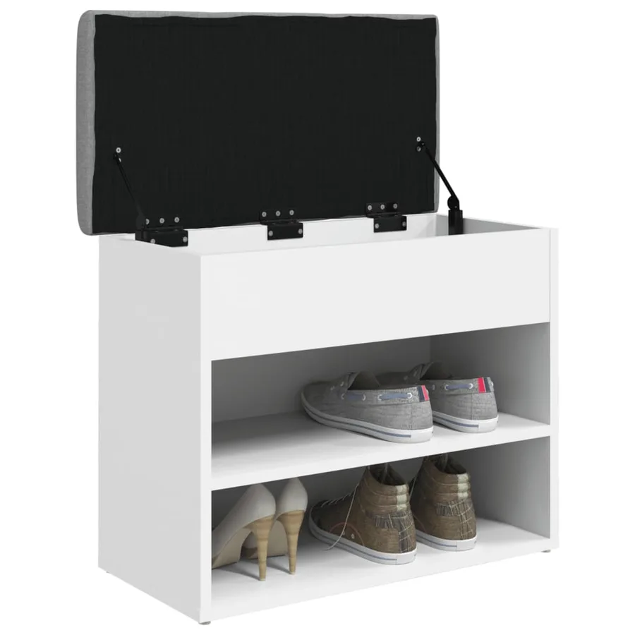 Banc à chaussures Blanc 62x32x50 cm Bois d'ingénierie - 4