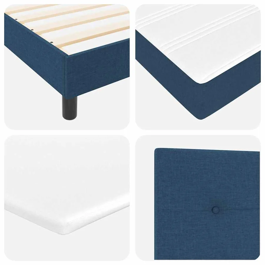 Lit à ressorts avec coussin Bleu 200 x 90 cm tissu - 10