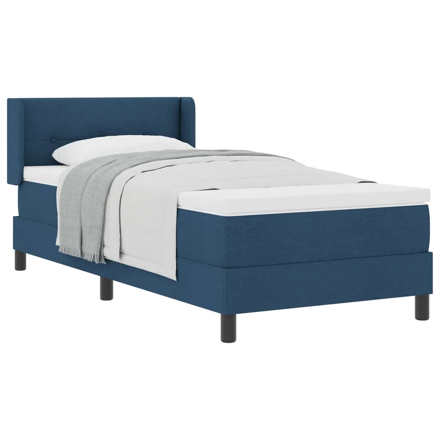Lit à ressorts avec coussin Bleu 200 x 90 cm tissu - 2
