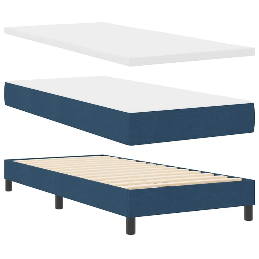 Lit à ressorts avec coussin Bleu 200 x 90 cm tissu - 4