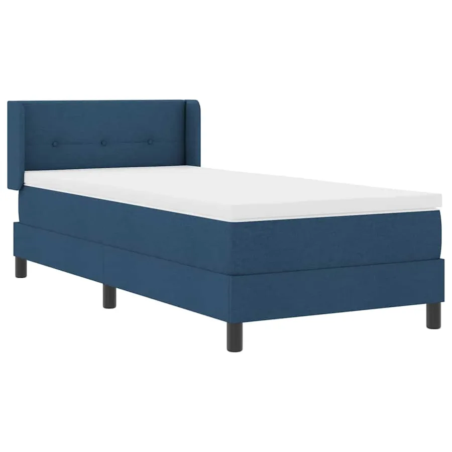 Lit à ressorts avec coussin Bleu 200 x 90 cm tissu - 6