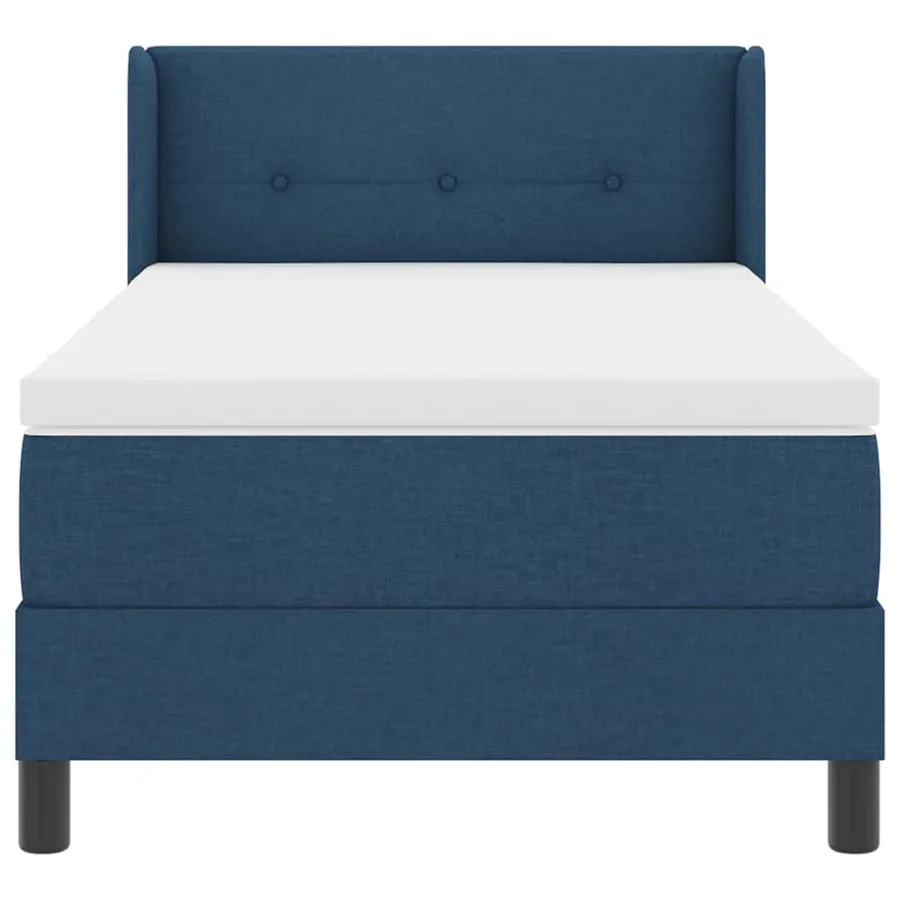 Lit à ressorts avec coussin Bleu 200 x 90 cm tissu - 7