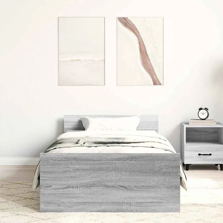Cadre de lit sans matelas sonoma gris 75x190 cm - 3
