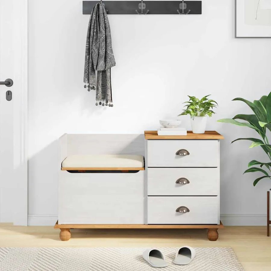 Banc de rangement avec tiroir ASKIM Blanc 100 x 39 x 62 cm - 4