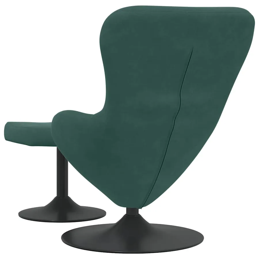 Chaise Œuf avec Pouf Vert foncé Velours - 6