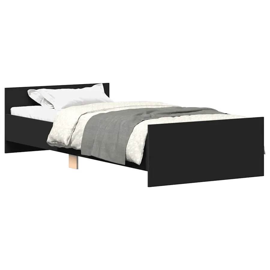Cadre de lit sans matelas noir 75x190 cm bois ingénierie - 2
