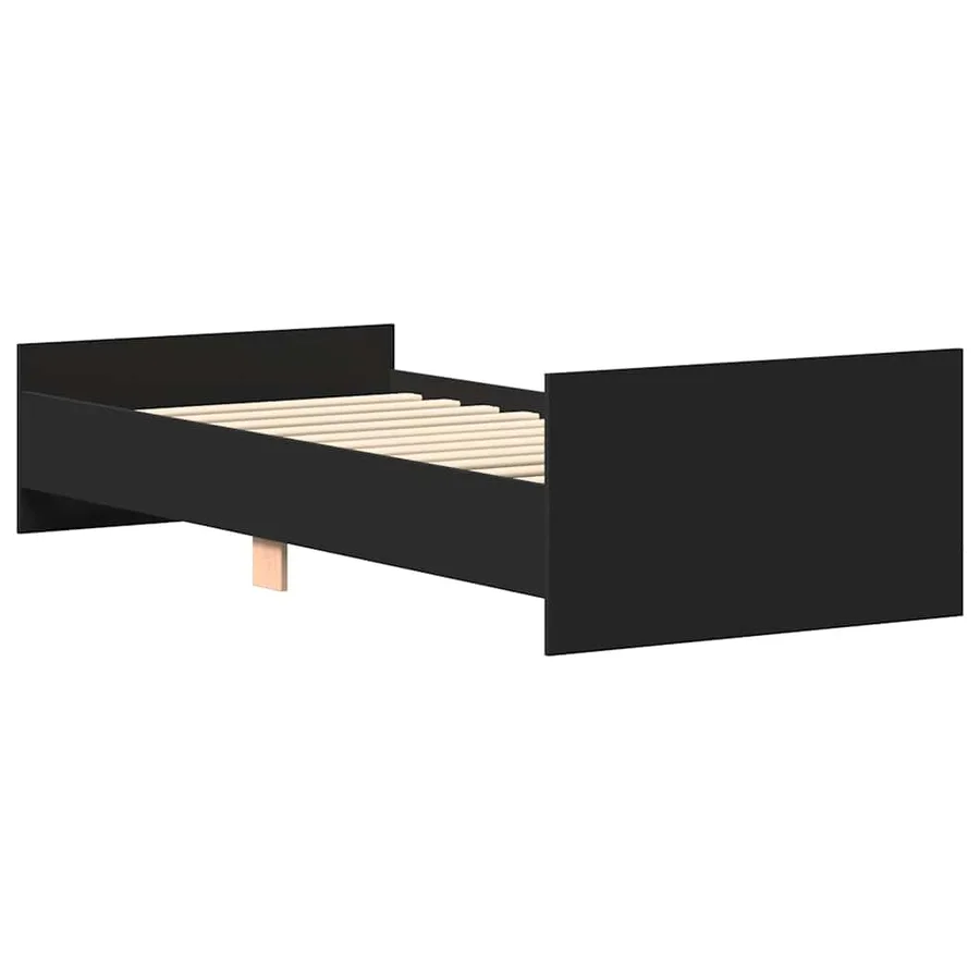 Cadre de lit sans matelas noir 75x190 cm bois ingénierie - 7