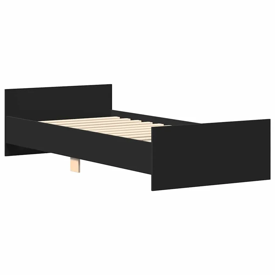 Cadre de lit sans matelas noir 75x190 cm bois ingénierie - 8