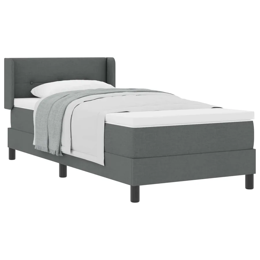 Lit à ressorts avec tête de lit Gris foncé 190 x 90 cm tissu - 2