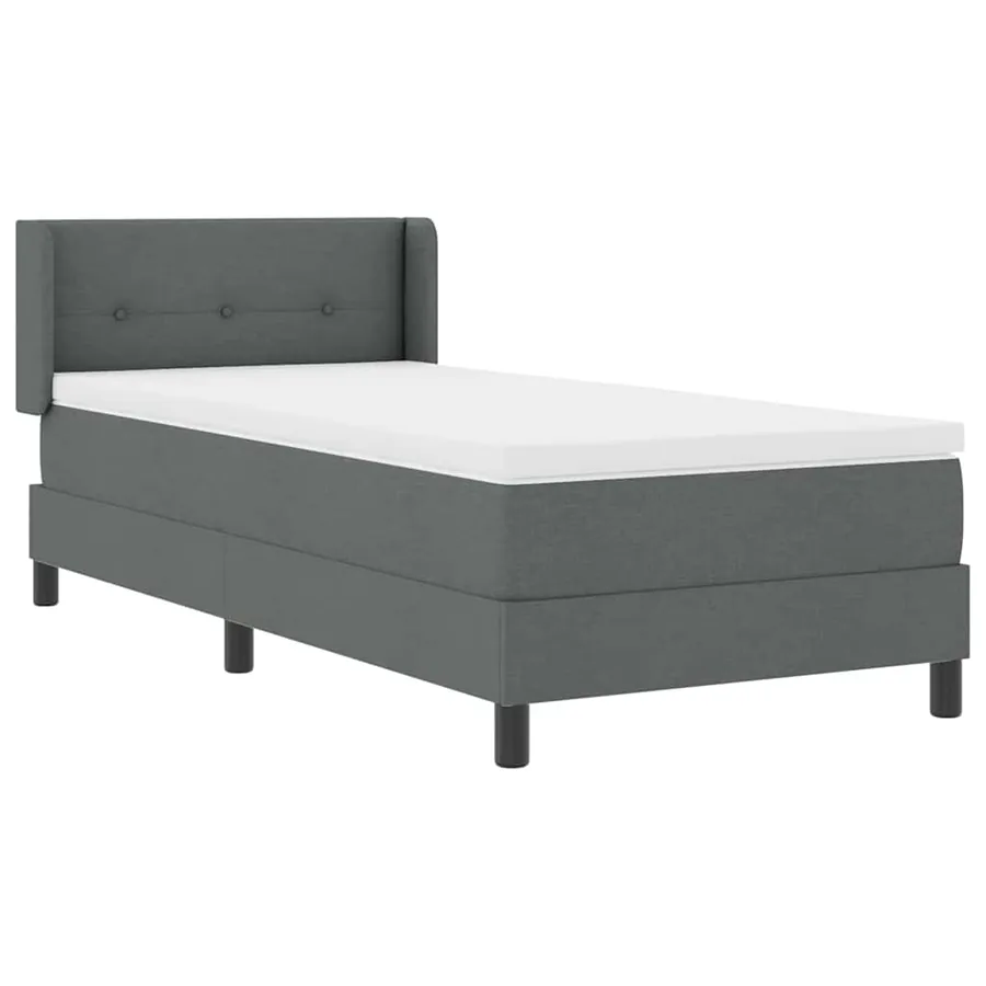 Lit à ressorts avec tête de lit Gris foncé 190 x 90 cm tissu - 6