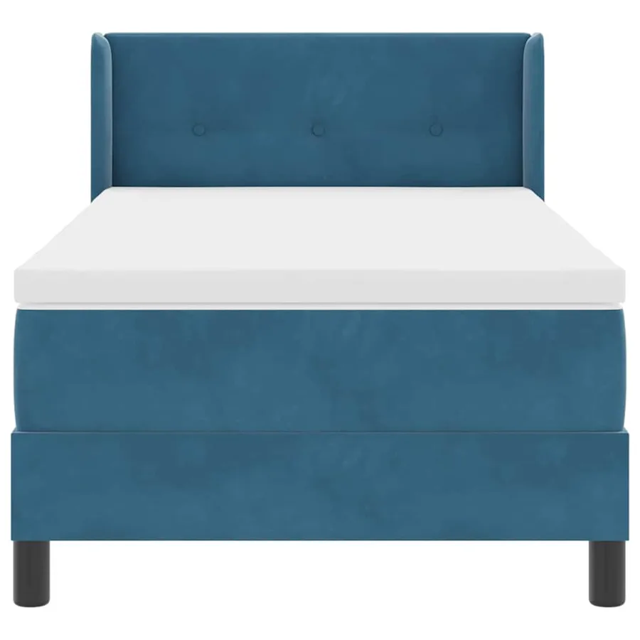 Lit à ressorts avec tête de lit Bleu foncé 200 x 90 cm Velours - 7