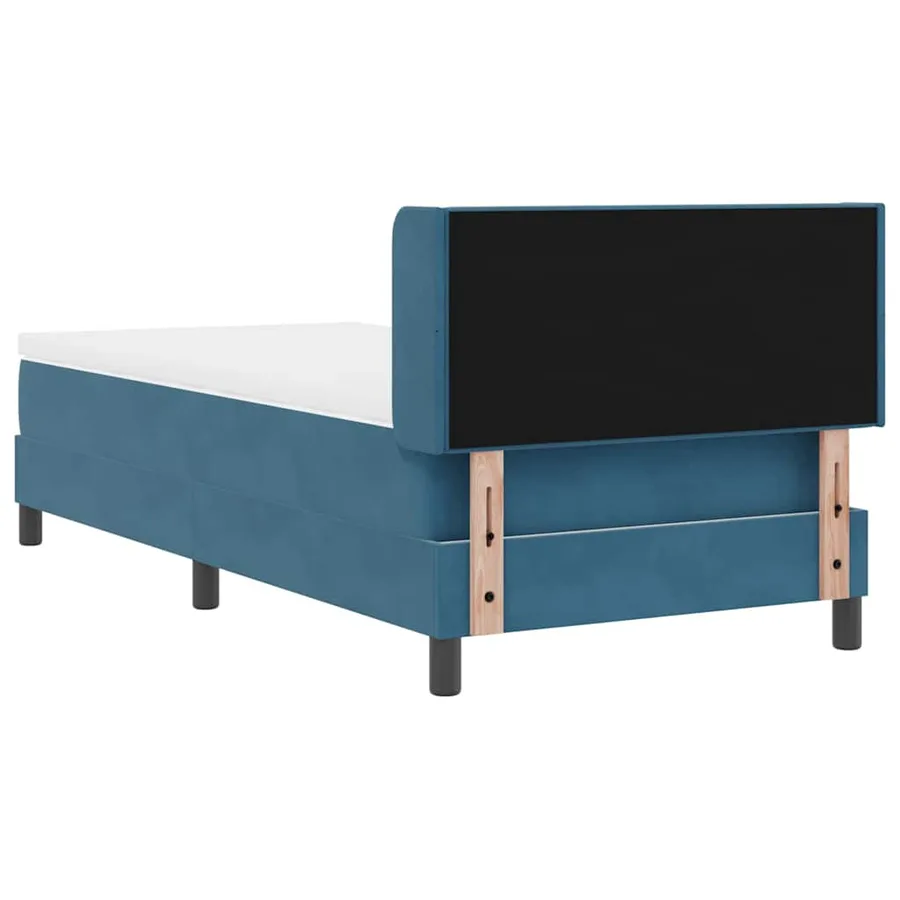 Lit à ressorts avec tête de lit Bleu foncé 200 x 90 cm Velours - 9