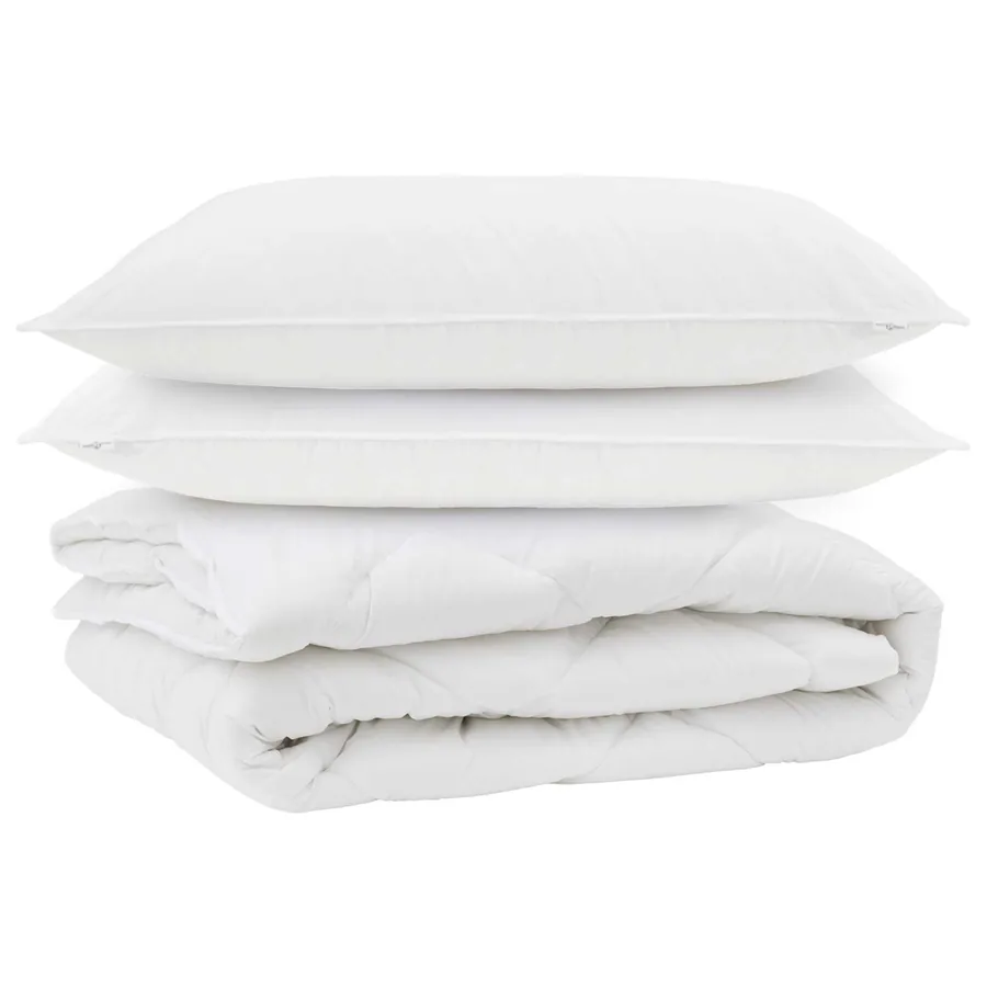 Duvet toutes saisons avec oreiller 3 pcs Blanc Microfibre - 2