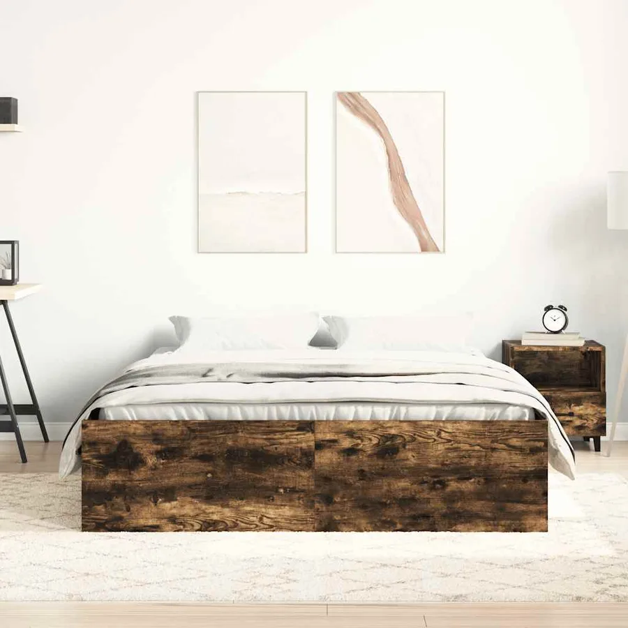 Cadre de lit sans matelas chêne fumé 140x190 cm - 3