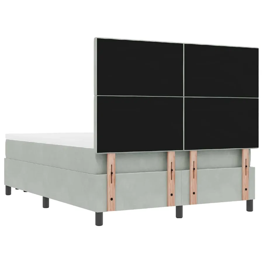 Lit à ressorts avec tête de lit Gris clair 190 x 140 cm Velours - 8