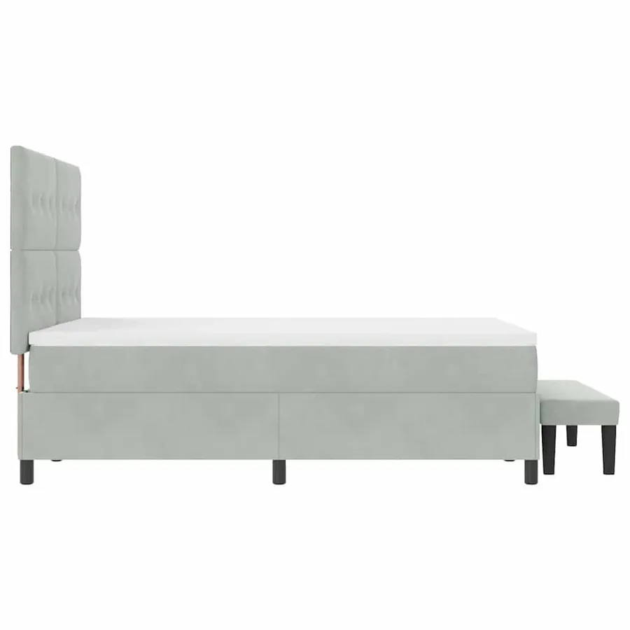 Lit à ressorts avec tête de lit Gris clair 190 x 140 cm Velours - 9