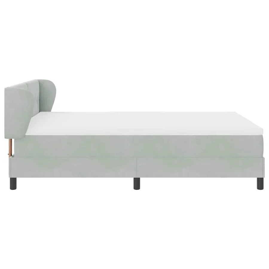 Lit à ressorts avec tête de lit Gris clair 140 x 190 cm Velours - 7