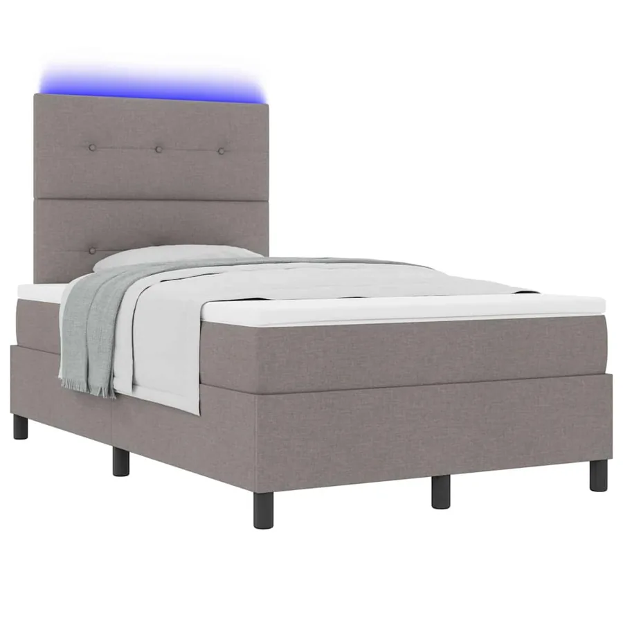 Lit à ressorts avec bandes LED Taupe 120 x 190 cm tissu - 3