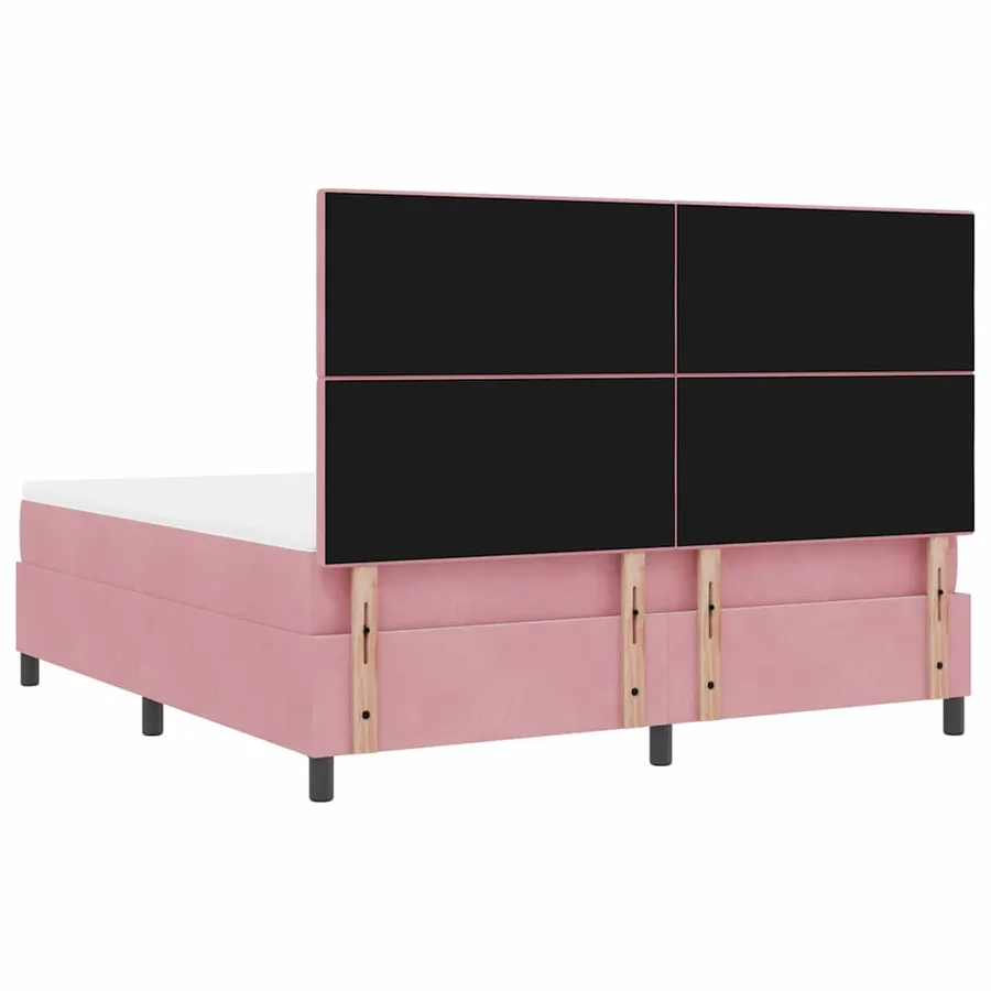 Lit à ressorts avec tête de lit Rose 180 x 200 cm Velours - 9
