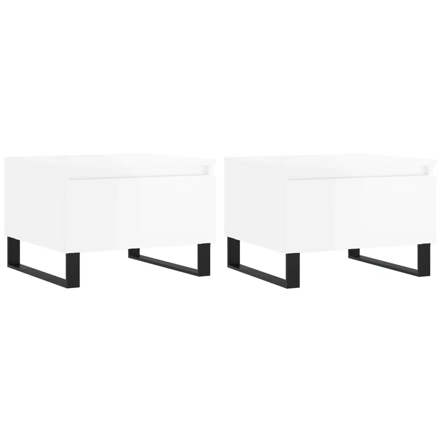 Tables basses 2 pcs blanc brillant 50x46x35cm bois d'ingénierie - 2