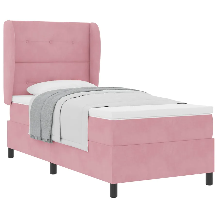 Lit à ressorts avec tête de lit Rose 200 x 80 cm Velours - 2