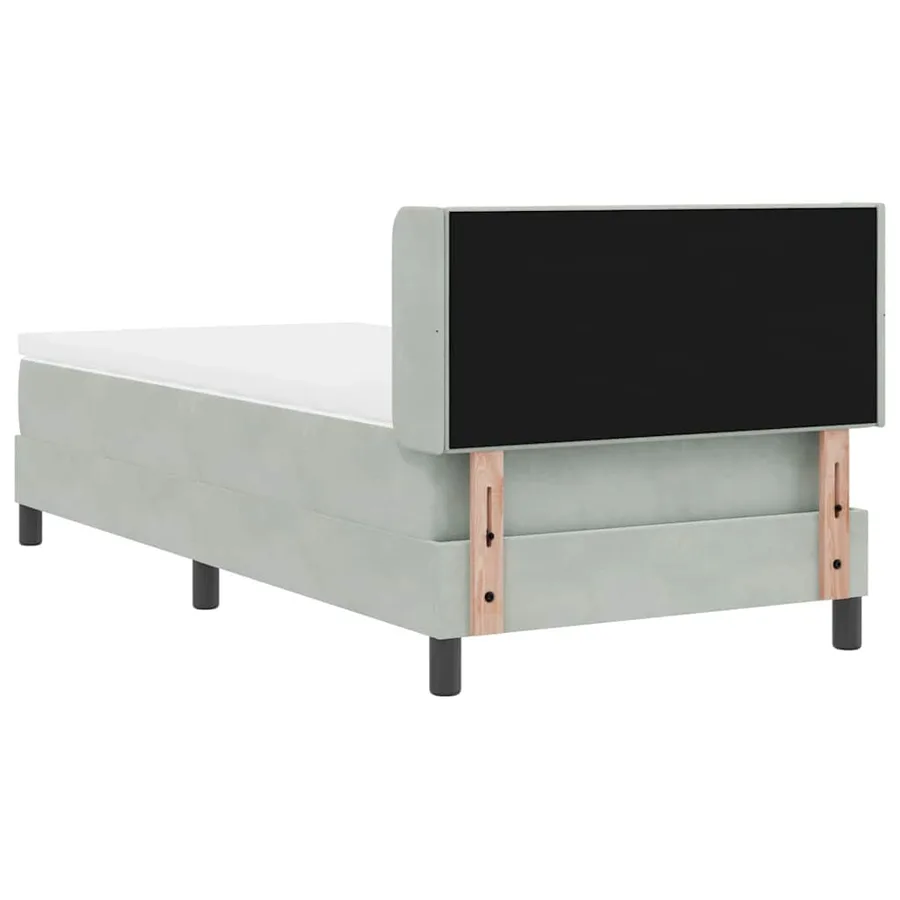 Lit à ressorts avec tête de lit Gris clair 200 x 100 cm Velours - 9
