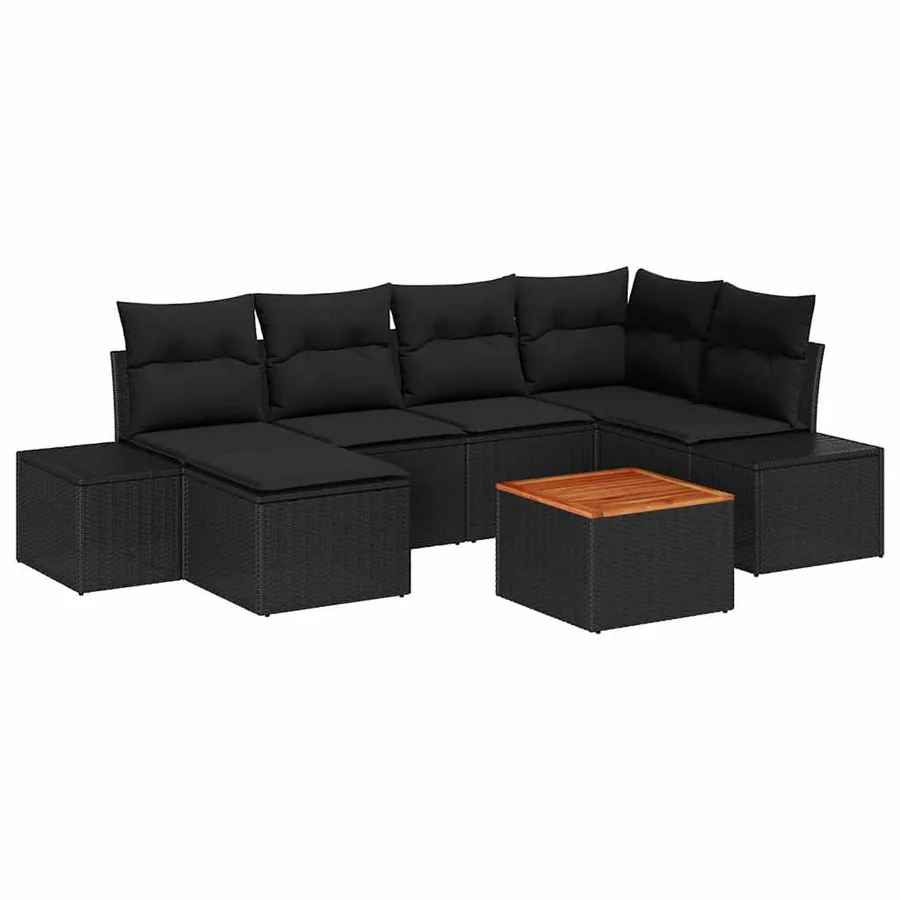 Ensemble de canapé de jardin 7 pcs Noir - 2