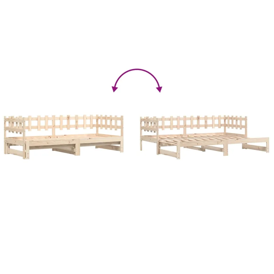 Lit coulissant sans matelas 2x(80x200) cm Bois massif - 10
