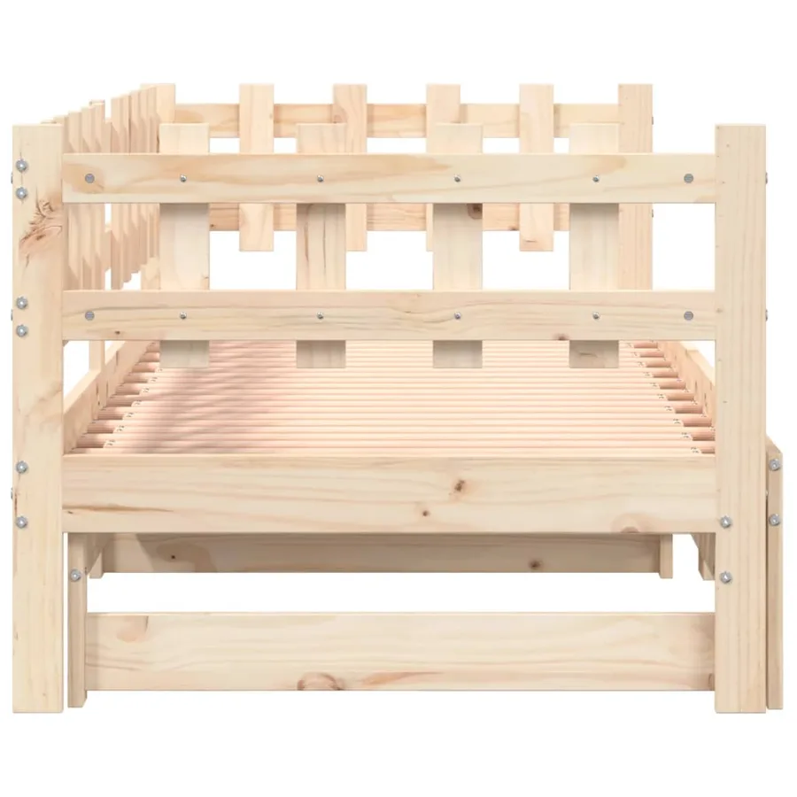 Lit coulissant sans matelas 2x(80x200) cm Bois massif - 9