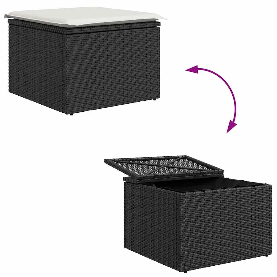 Ensemble de canapé de jardin avec coussin 7 pcs Noir polyrotin - 14