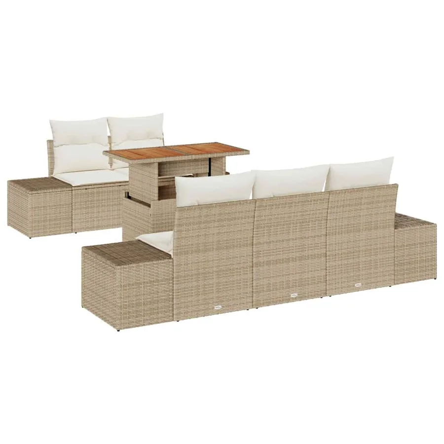 Ensemble de canapé de jardin 6 pcs Beige Poly rotin - 2