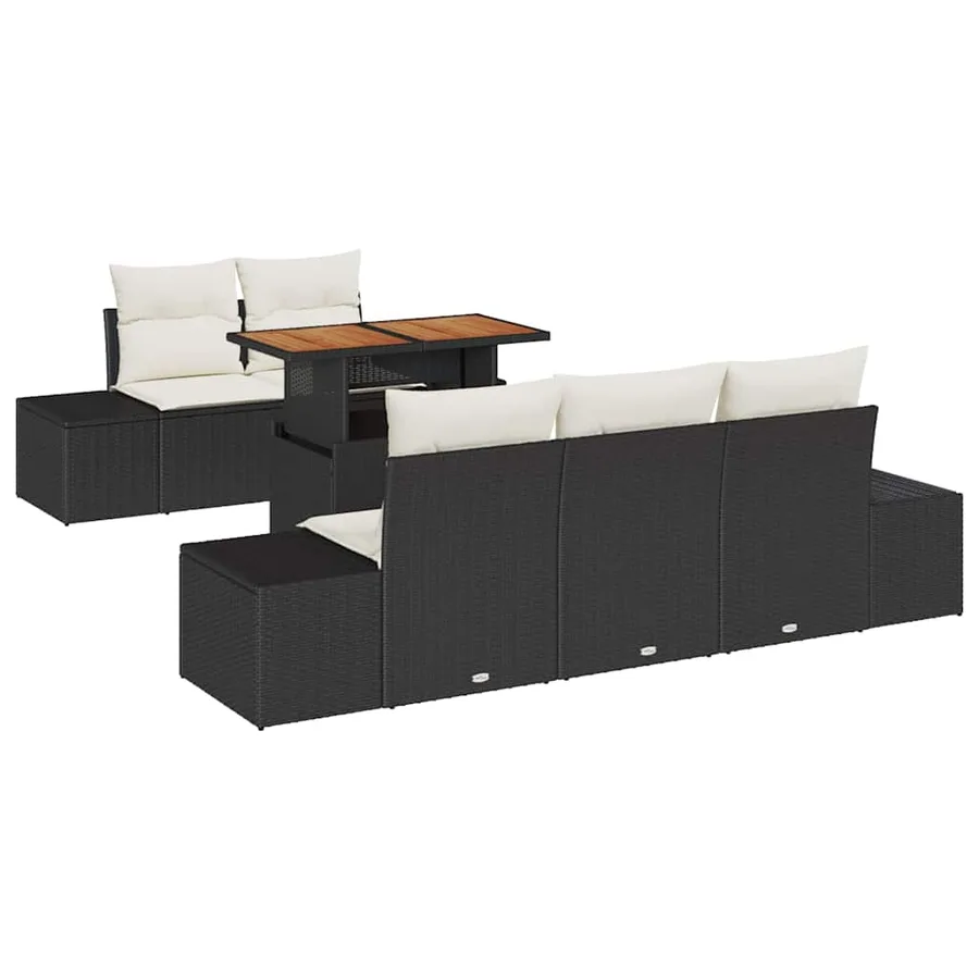 Ensemble de canapé de jardin 6 pcs Noir Poly rotin - 2