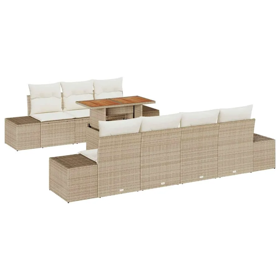 Ensemble de canapé de jardin 8 pcs Beige Poly rotin - 2